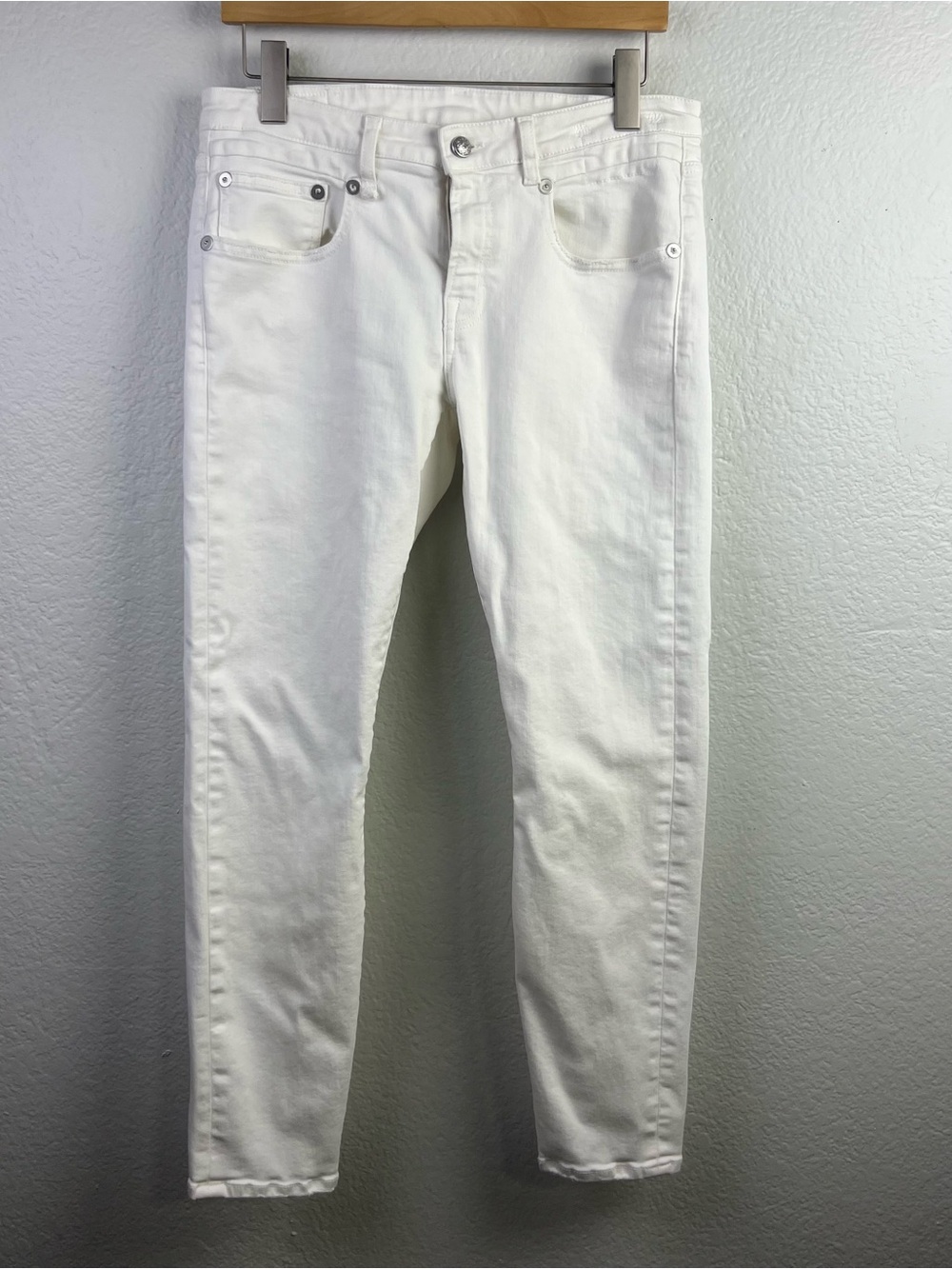 R13 Women White Riot Mid Rise Zip Button Boy Skinny Denim Jeans Size 29